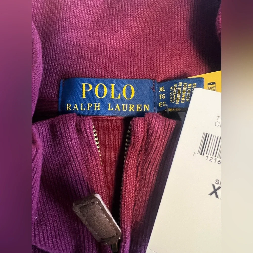 Polo Ralph Lauren Mens 1/4 Zip Sweater Size XL  Estate Rib Pullover Red NWT
